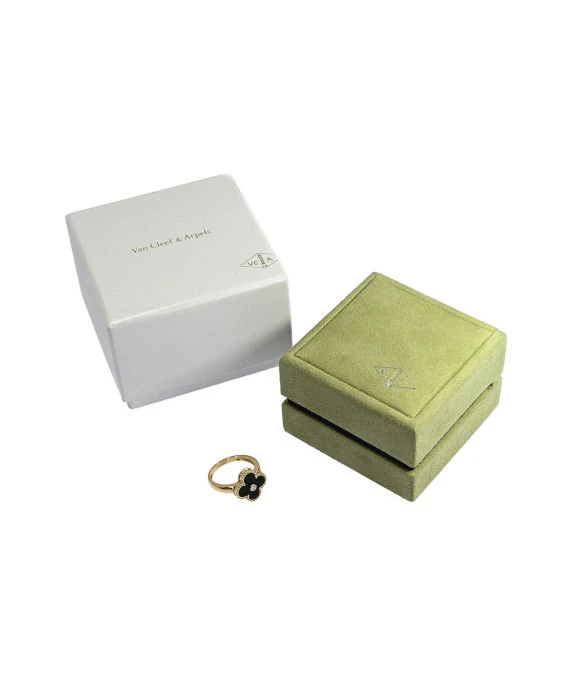 Van Cleef and Arpels Vintage Alhambra 18k Yellow Gold Diamond Ring Size 16.5