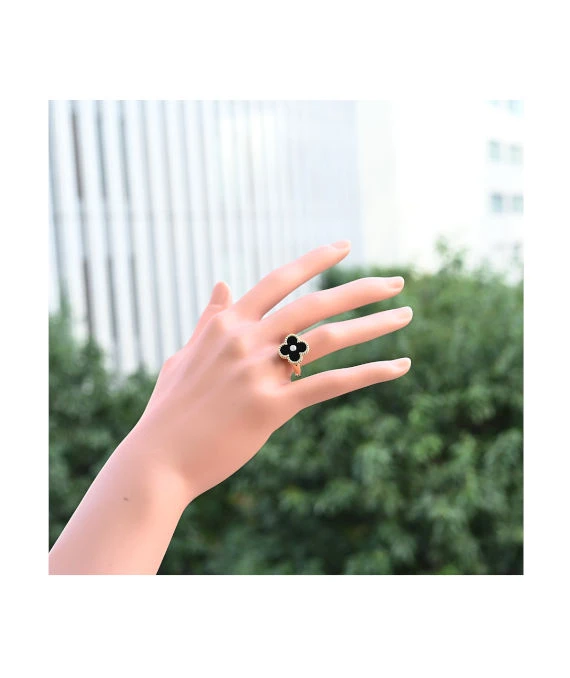Van Cleef and Arpels Vintage Alhambra 18k Yellow Gold Diamond Ring Size 16.5