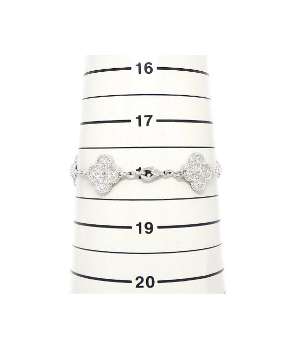 Van Cleef & Arpels Bracelet Vintage Alhambra Diamond Paved 5 Motif 18k White Gold Bracelet