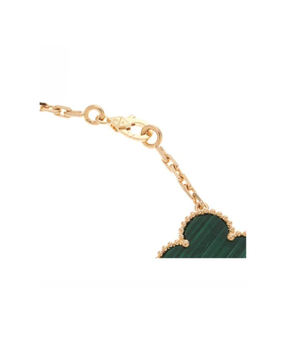Van Cleef & Arpels Size 19 Magic Alhambra 5 Motifs Malachite Bracelet In 18k Yellow Gold