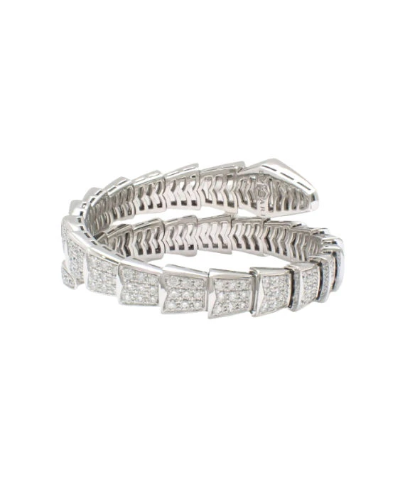 Bvlgari Size 14  Serpenti Viper Diamond Bracelet In 18k White Gold