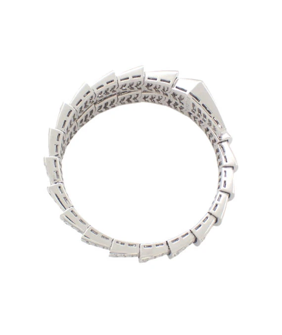 Bvlgari Size 14  Serpenti Viper Diamond Bracelet In 18k White Gold