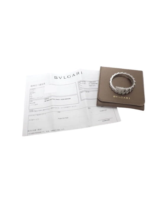 Bvlgari Size 14  Serpenti Viper Diamond Bracelet In 18k White Gold