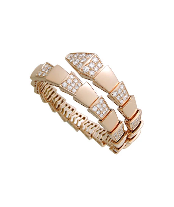 Bvlgari Size 21.9 Serpenti Viper Diamond Bracelet In Rose Gold