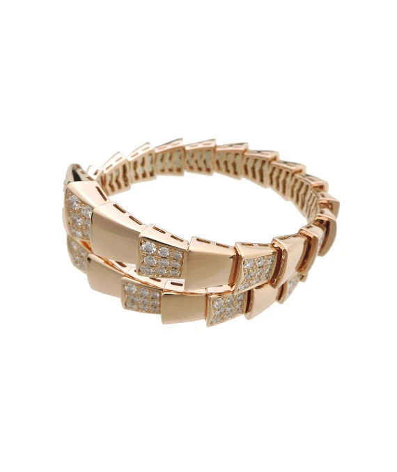 Bvlgari Size 21.9 Serpenti Viper Diamond Bracelet In Rose Gold