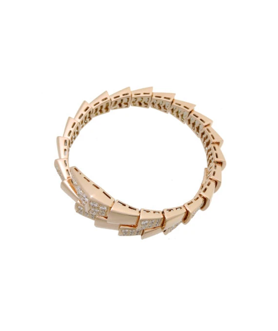 Bvlgari Size 21.9 Serpenti Viper Diamond Bracelet In Rose Gold