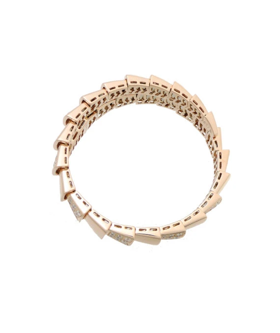 Bvlgari Size 21.9 Serpenti Viper Diamond Bracelet In Rose Gold