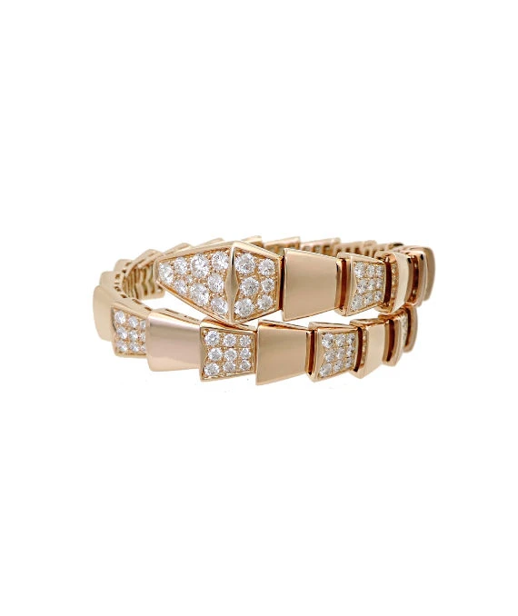 Bvlgari Size 21.9 Serpenti Viper Diamond Bracelet In Rose Gold
