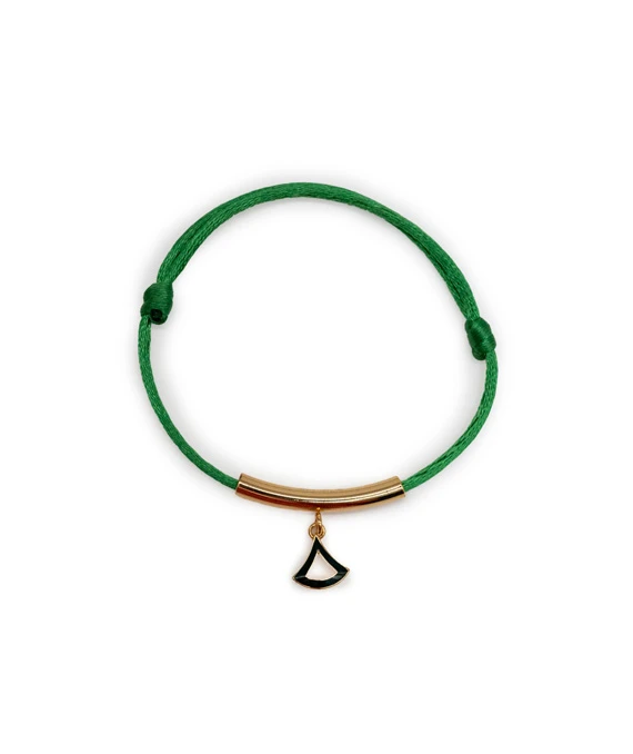 Bvlgari Divas' Dream Bracelet in Emerald Green Fabric with Emerald Green Charm