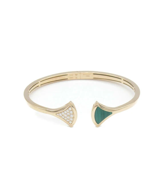 Bvlgari Size 15 Diva Dream Malachite and Diamond Bracelet In 18k Rose Gold