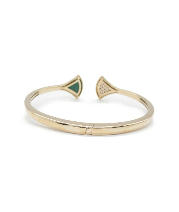Bvlgari Size 15 Diva Dream Malachite and Diamond Bracelet In 18k Rose Gold