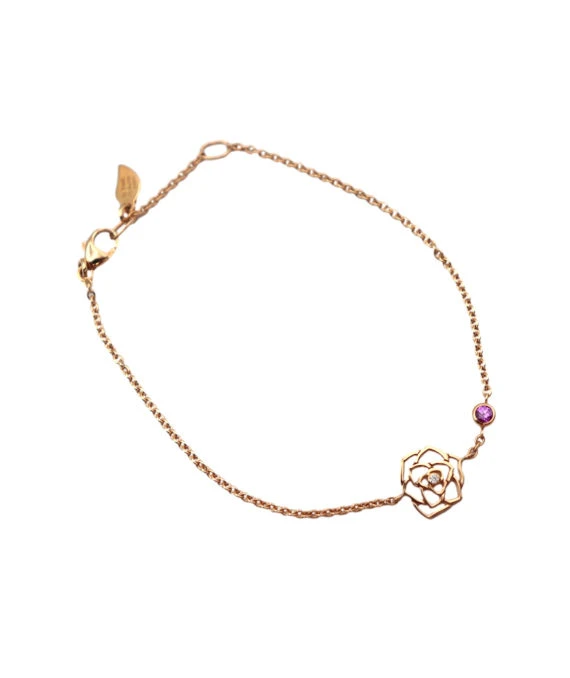 Piaget Size 19 Pink Sapphire Diamond Bracelet In 18k Yellow Gold