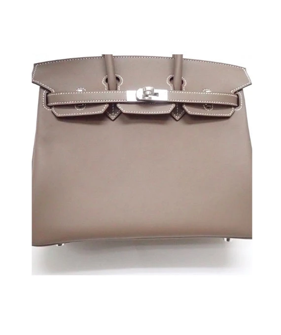 Hermes 2023 Birkin (Stamp B) Size 25 Veau Swift Leather handbag in Etoupe Color with Silver Hardware