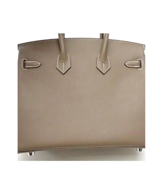 Hermes 2023 Birkin (Stamp B) Size 25 Veau Swift Leather handbag in Etoupe Color with Silver Hardware