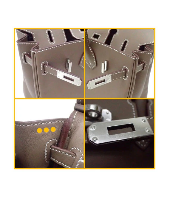 Hermes 2023 Birkin (Stamp B) Size 25 Veau Swift Leather handbag in Etoupe Color with Silver Hardware