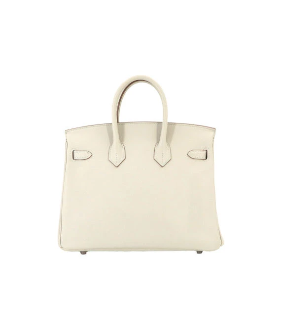 Hermes Birkin (Stamp D) Size 25 Swift Leather handbag in Beton Color with Silver Hardware