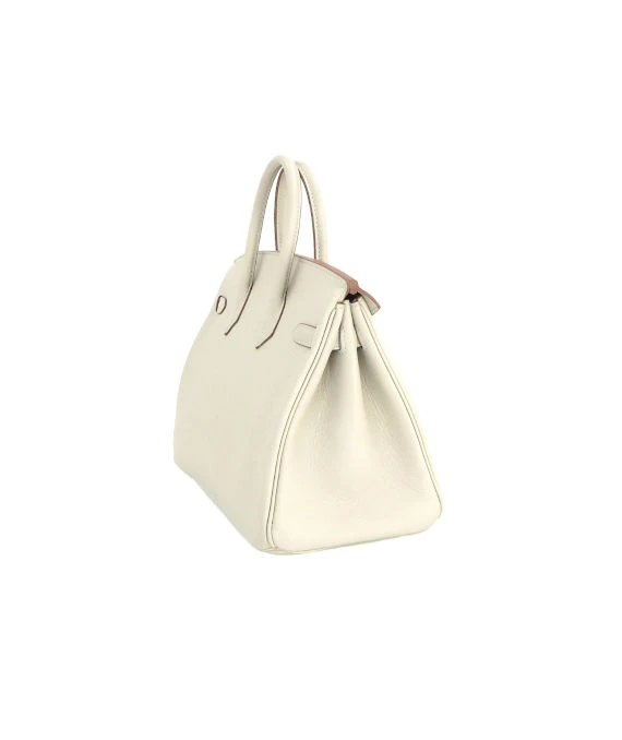 Hermes Birkin (Stamp D) Size 25 Swift Leather handbag in Beton Color with Silver Hardware