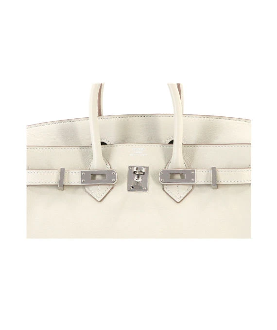 Hermes Birkin (Stamp D) Size 25 Swift Leather handbag in Beton Color with Silver Hardware