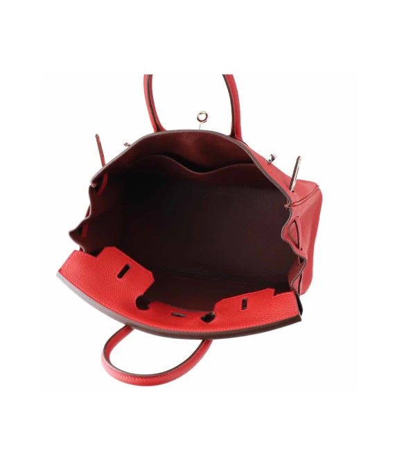 Hermes 2020 Birkin (Stamp Y) Size 25 Togo Leather handbag in Rouge Casaque Color with Silver Hardware