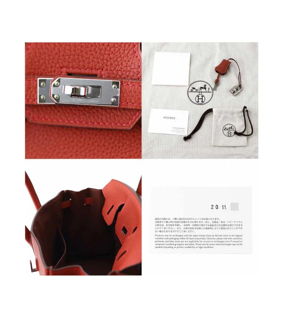 Hermes 2020 Birkin (Stamp Y) Size 25 Togo Leather handbag in Rouge Casaque Color with Silver Hardware