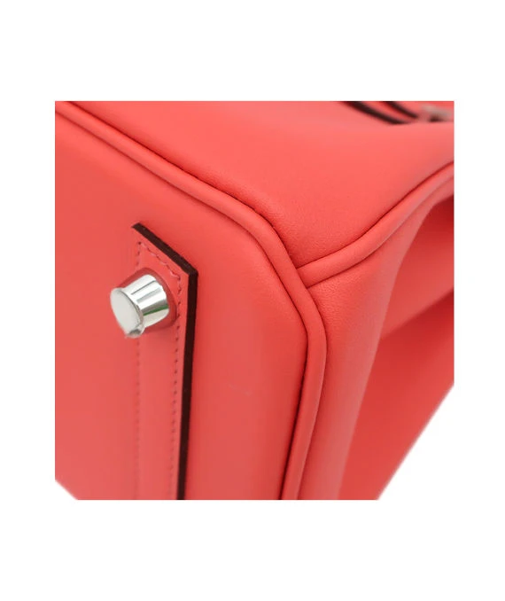 Hermes 2023 Birkin (Stamp B) Size 25 Vos Swift Leather handbag in Rose Texas Pink Color with Silver Hardware