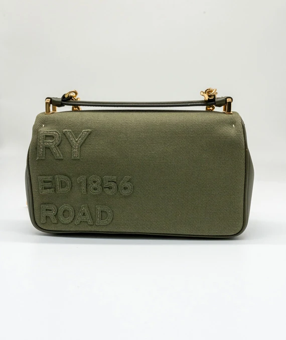 Burberry Lola Small Embroidered Horseferry Shoulder Bag Dark Fern Green