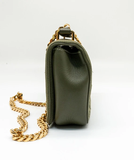 Burberry Lola Small Embroidered Horseferry Shoulder Bag Dark Fern Green