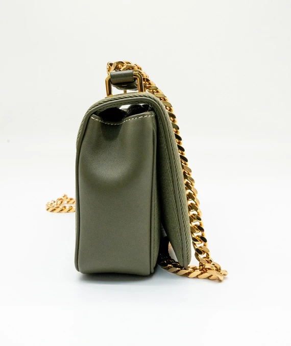 Burberry Lola Small Embroidered Horseferry Shoulder Bag Dark Fern Green
