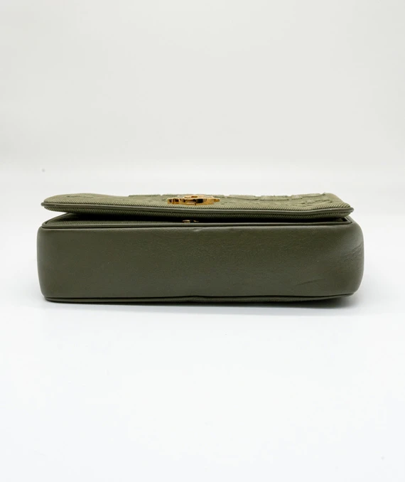 Burberry Lola Small Embroidered Horseferry Shoulder Bag Dark Fern Green
