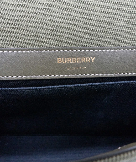 Burberry Lola Small Embroidered Horseferry Shoulder Bag Dark Fern Green