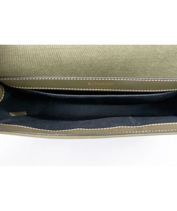 Burberry Lola Small Embroidered Horseferry Shoulder Bag Dark Fern Green