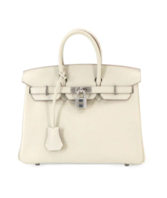 Hermes Birkin (Stamp D) Size 25 Swift Leather handbag in Beton Color with Silver Hardware