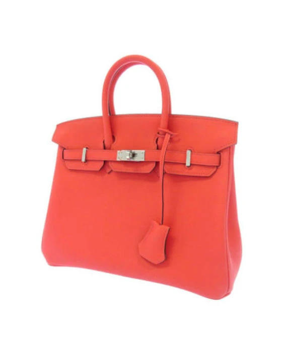 Hermes 2023 Birkin (Stamp B) Size 25 Vos Swift Leather handbag in Rose Texas Pink Color with Silver Hardware