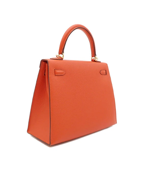Hermes (Stamp X) Size 25 Epsom leather Kelly Orange in Color with Gold Hardware