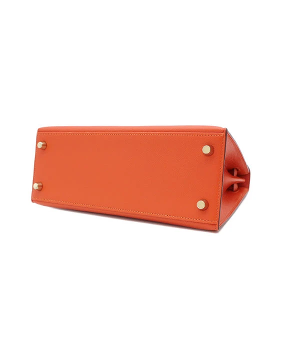 Hermes (Stamp X) Size 25 Epsom leather Kelly Orange in Color with Gold Hardware