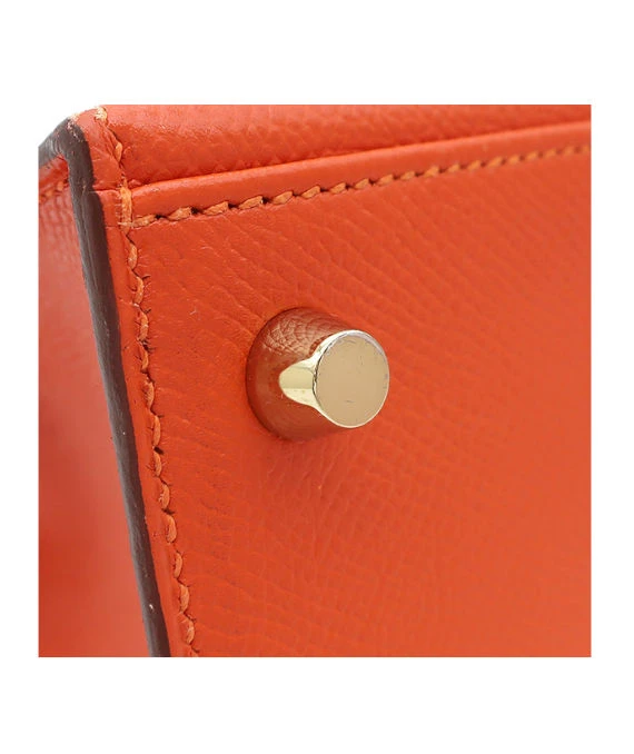 Hermes (Stamp X) Size 25 Epsom leather Kelly Orange in Color with Gold Hardware