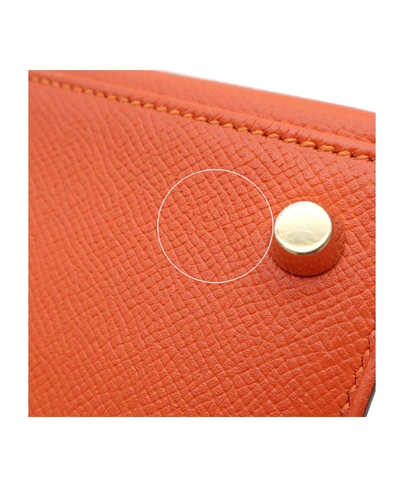Hermes (Stamp X) Size 25 Epsom leather Kelly Orange in Color with Gold Hardware