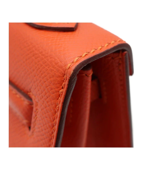 Hermes (Stamp X) Size 25 Epsom leather Kelly Orange in Color with Gold Hardware