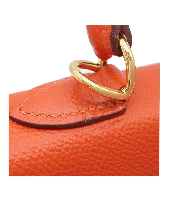 Hermes (Stamp X) Size 25 Epsom leather Kelly Orange in Color with Gold Hardware