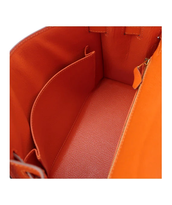 Hermes (Stamp X) Size 25 Epsom leather Kelly Orange in Color with Gold Hardware