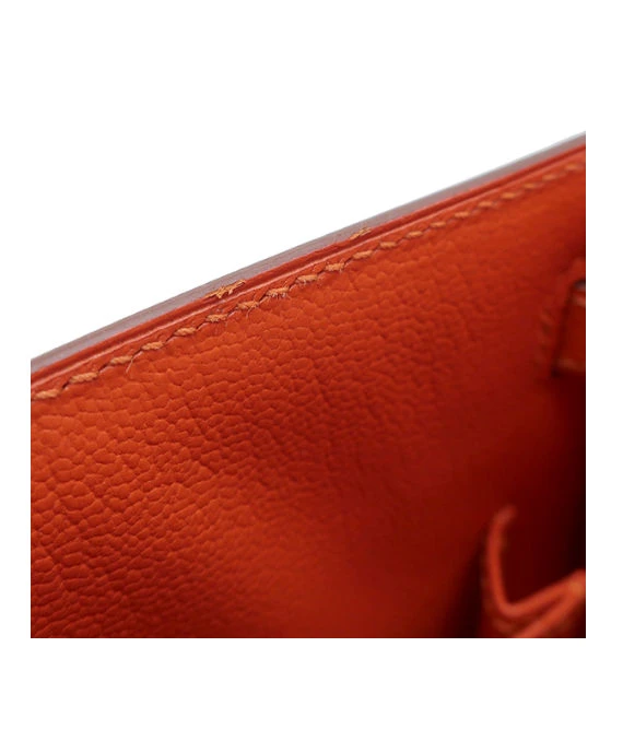 Hermes (Stamp X) Size 25 Epsom leather Kelly Orange in Color with Gold Hardware