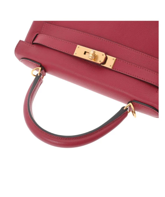 Hermes 2016 (Stamp X) Size 28 Evercolor leather Kelly in Rouge ash Color with Gold Hardware