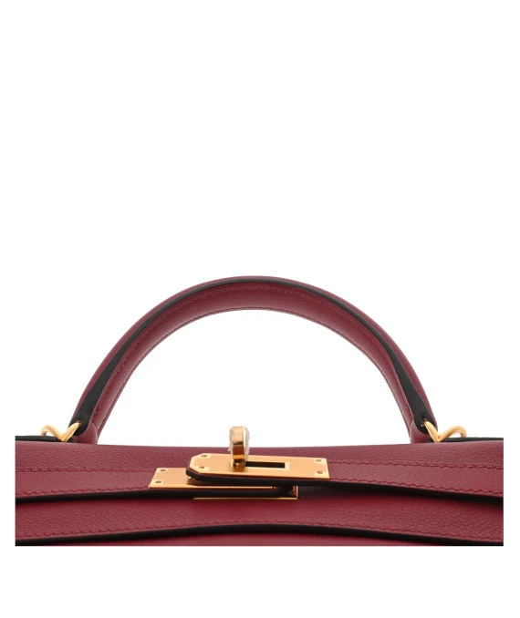 Hermes 2016 (Stamp X) Size 28 Evercolor leather Kelly in Rouge ash Color with Gold Hardware