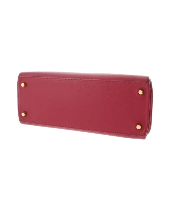 Hermes 2016 (Stamp X) Size 28 Evercolor leather Kelly in Rouge ash Color with Gold Hardware