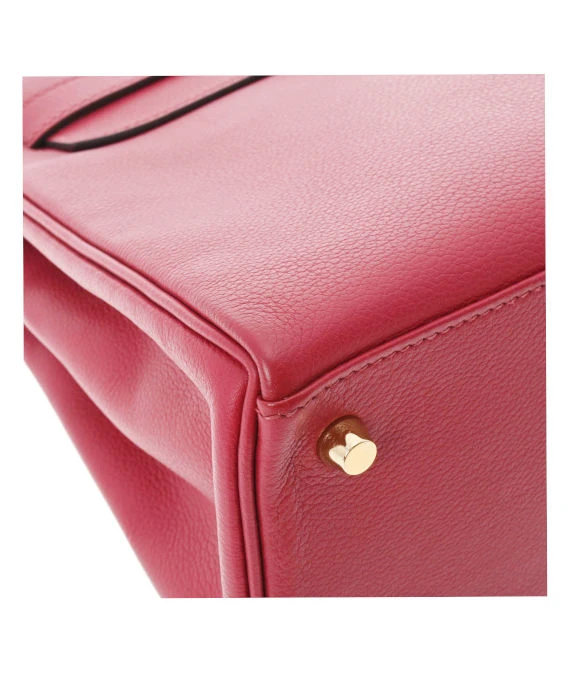 Hermes 2016 (Stamp X) Size 28 Evercolor leather Kelly in Rouge ash Color with Gold Hardware