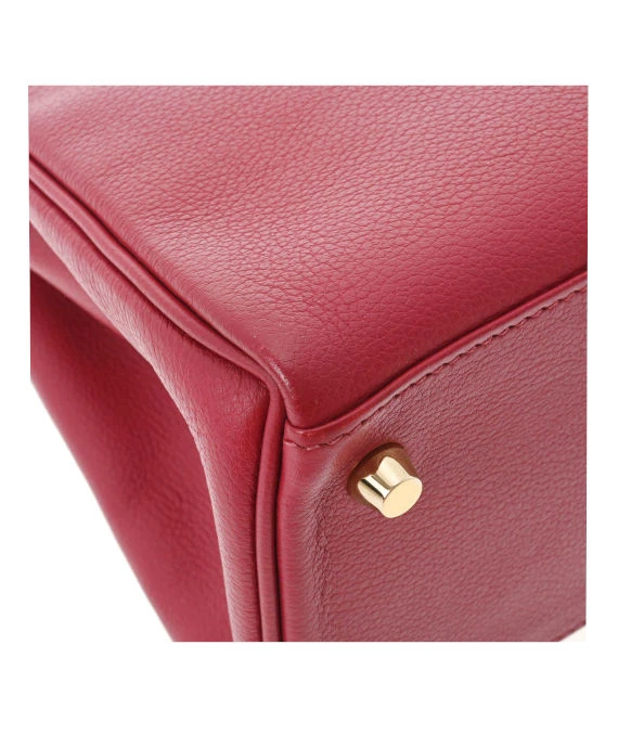 Hermes 2016 (Stamp X) Size 28 Evercolor leather Kelly in Rouge ash Color with Gold Hardware