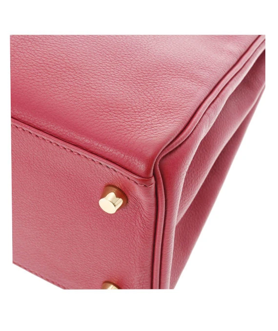 Hermes 2016 (Stamp X) Size 28 Evercolor leather Kelly in Rouge ash Color with Gold Hardware
