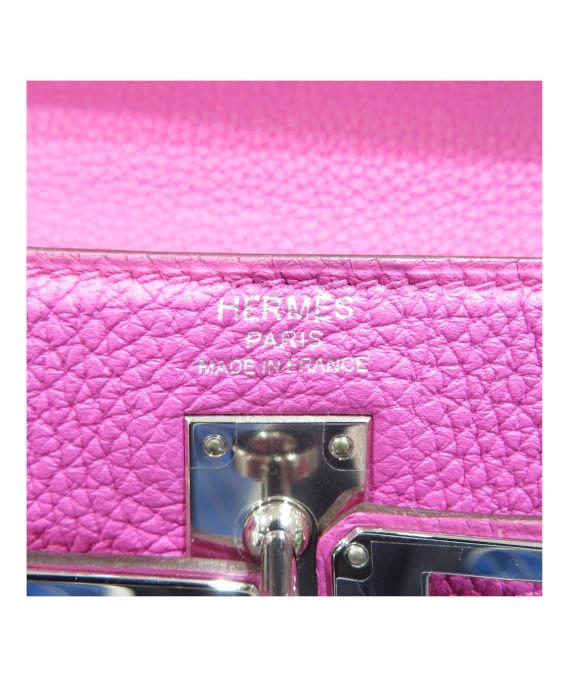 Hermes 2018 (Stamp C) Size 28 Rose Pourpre Pink Togo Leather Kelly Handbag with Palladium Hardware