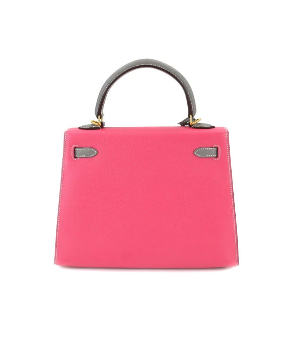 Hermes (Stamp C) Size 25 Epson leather Kelly in Rose Azareth Color with Gold Hardware