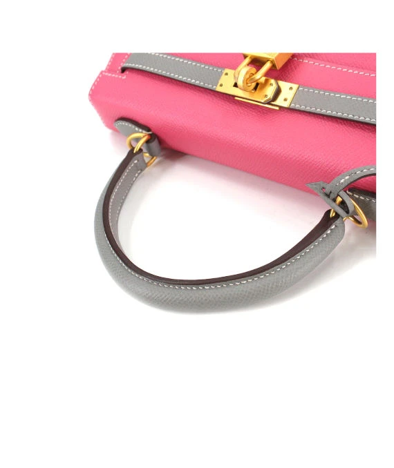 Hermes (Stamp C) Size 25 Epson leather Kelly in Rose Azareth Color with Gold Hardware